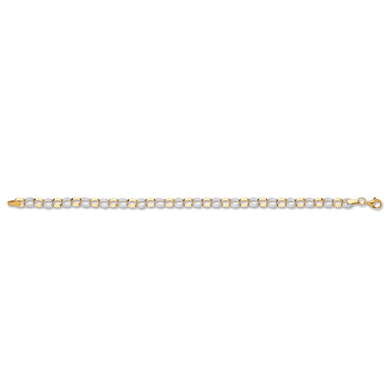 White & Yellow Gold Oval Hollow Link Bracelet  TGC-BR0600