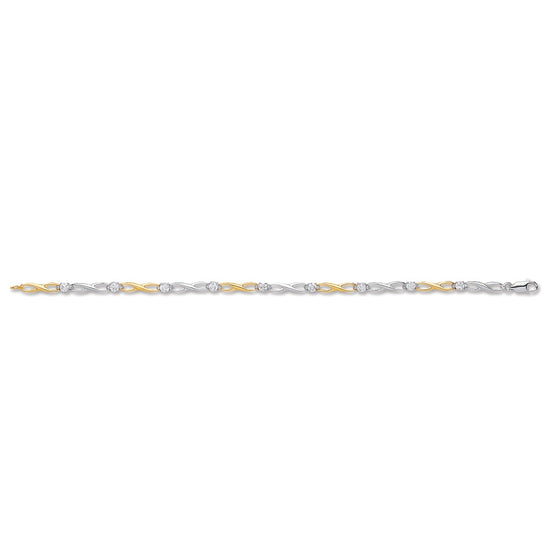 White & Yellow Gold Figure of 8 link with CZ's Ladies Bracelet  TGC-BR0601