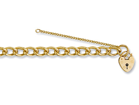 Yellow Gold Open Curb & Padlock Charm Bracelet TGC-BR0021