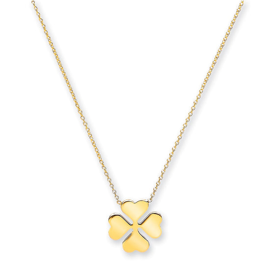 Yellow Gold Rolo Chain, 4 Leaf Clover, Adjustable from 18" to 16"/14" TGC-CN0548