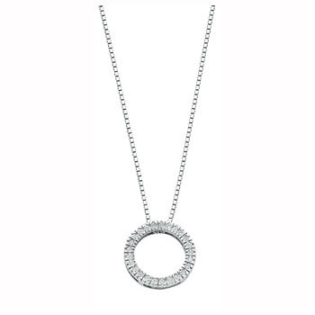 9ct White Gold 0.25ct Diamond Circle Pendant with 18in/45cm Chain TGC-DCN0025