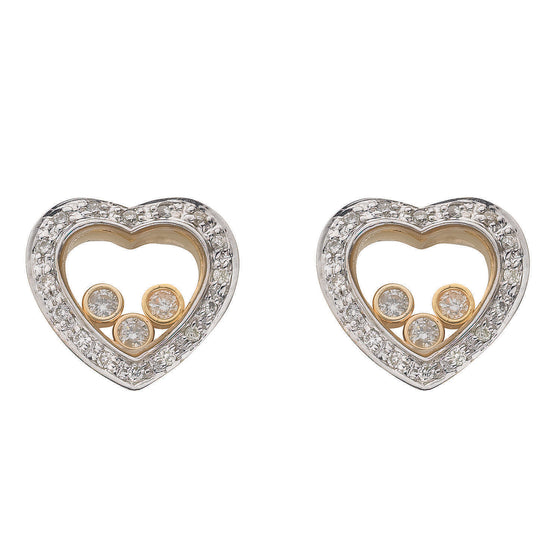 9ct Yellow Gold 0.35ct Floating Diamond Heart Stud Earrings TGC-DER0072