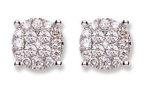 18Ct White Gold 1.00ct Cluster Diamond Studs TGC-DER0184