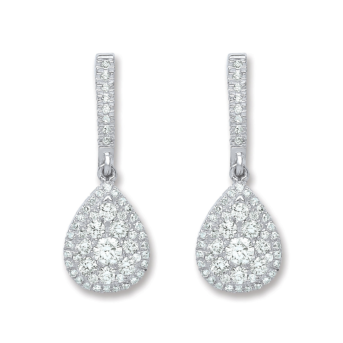 18ct White Gold 0.75ct Diamond Drop Earrings TGC-DER0208