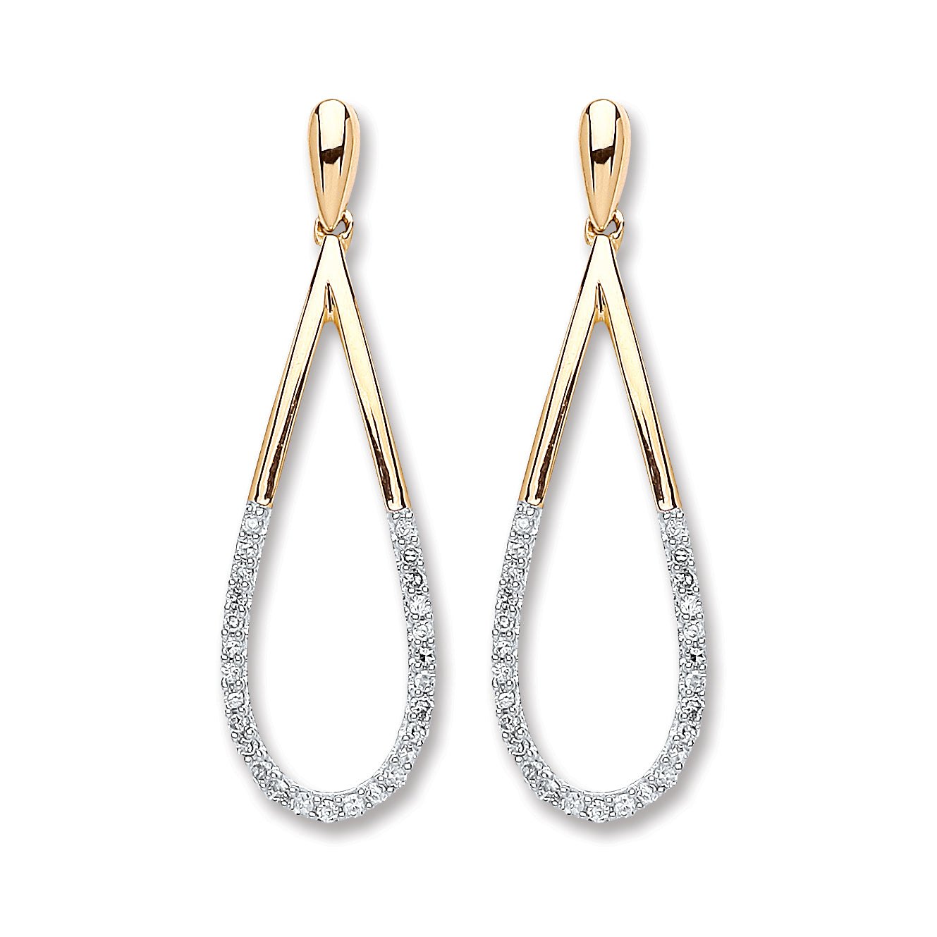 9ct Yellow Gold 0.15ct Diamond Drop Earrings TGC-DER0211