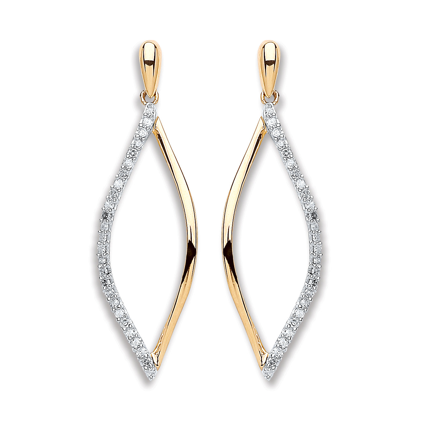 9ct Yellow Gold 0.15ct Diamond Drop Earrings TGC-DER0217