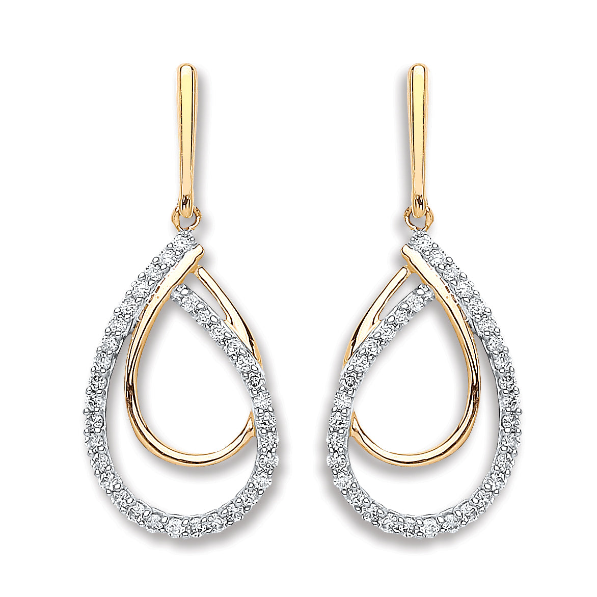 9ct Yellow Gold 0.20ct Diamond Drop Earrings TGC-DER0219
