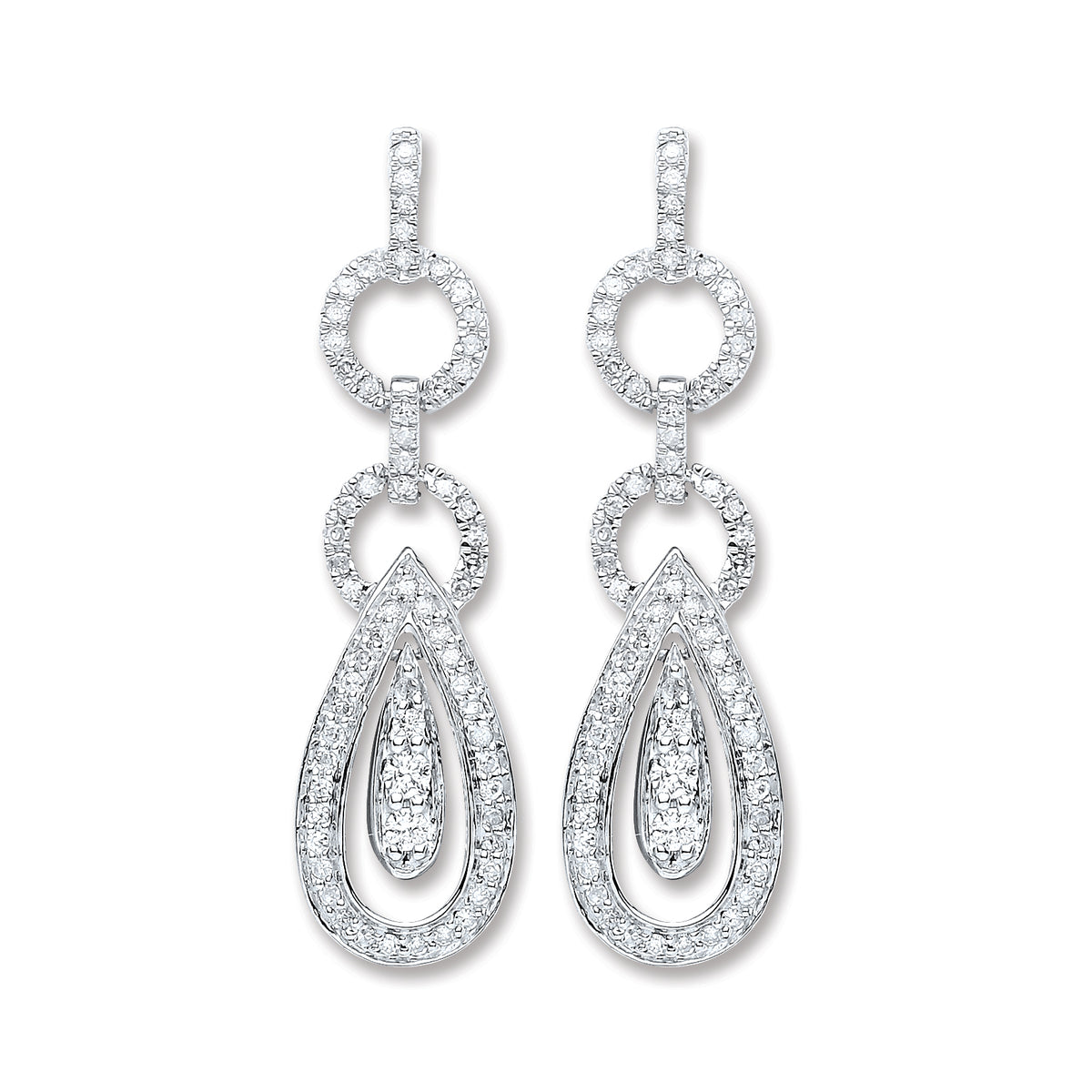 9ct White Gold 0.50ct Diamond Drop Earrings TGC-DER0222