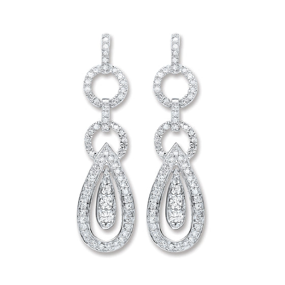 9ct White Gold 0.50ct Diamond Drop Earrings  TGC-DER0222
