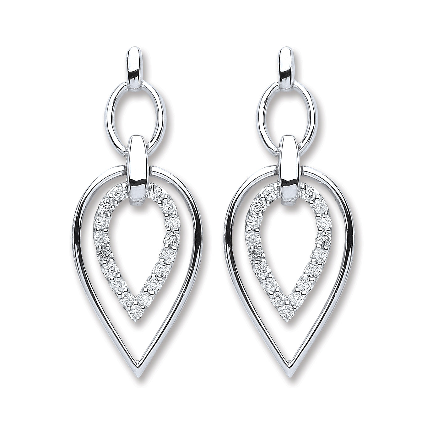 9ct White Gold 0.25ct Diamond Drop Earrings TGC-DER0223