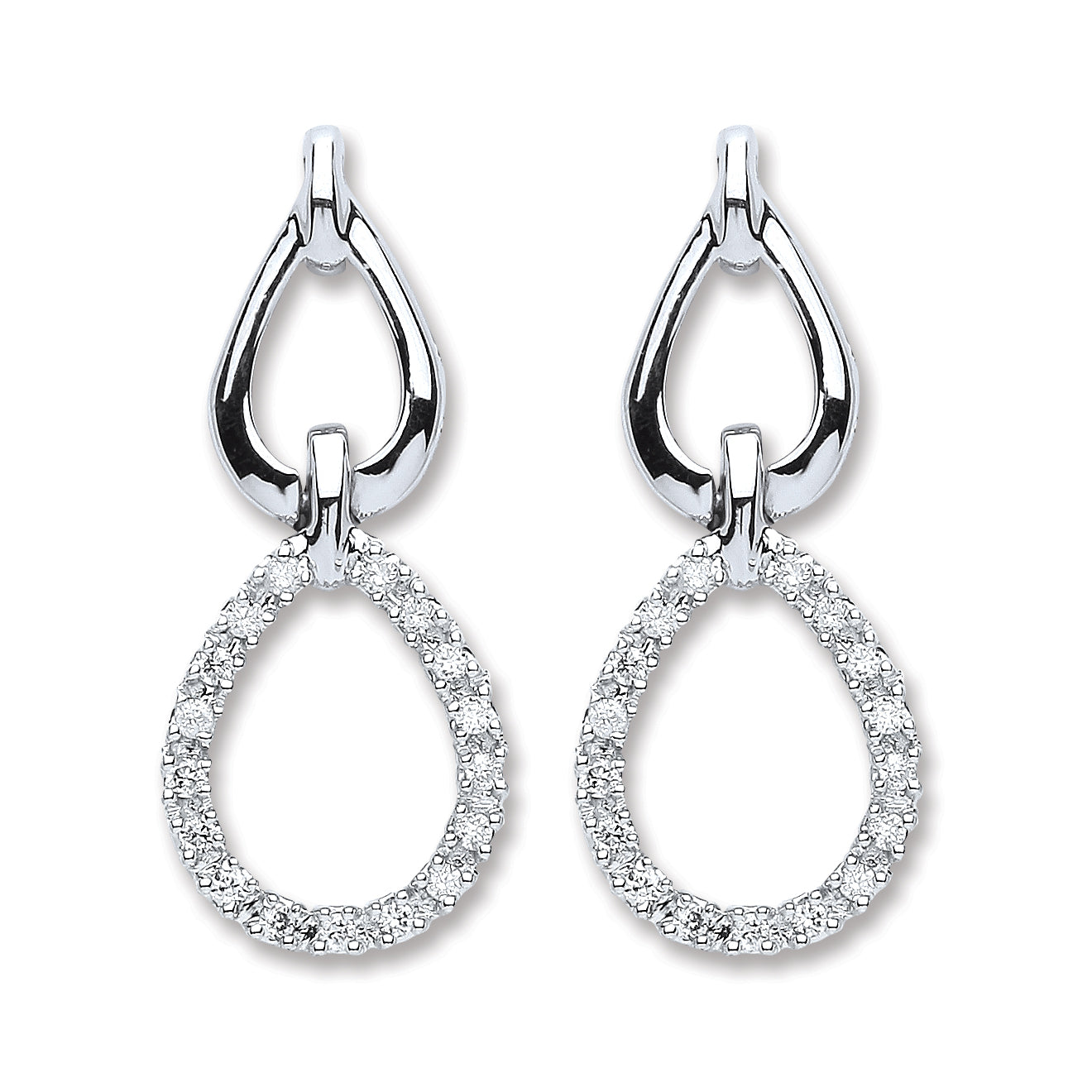 9ct White Gold 0.25ct Diamond Drop Earrings TGC-DER0224