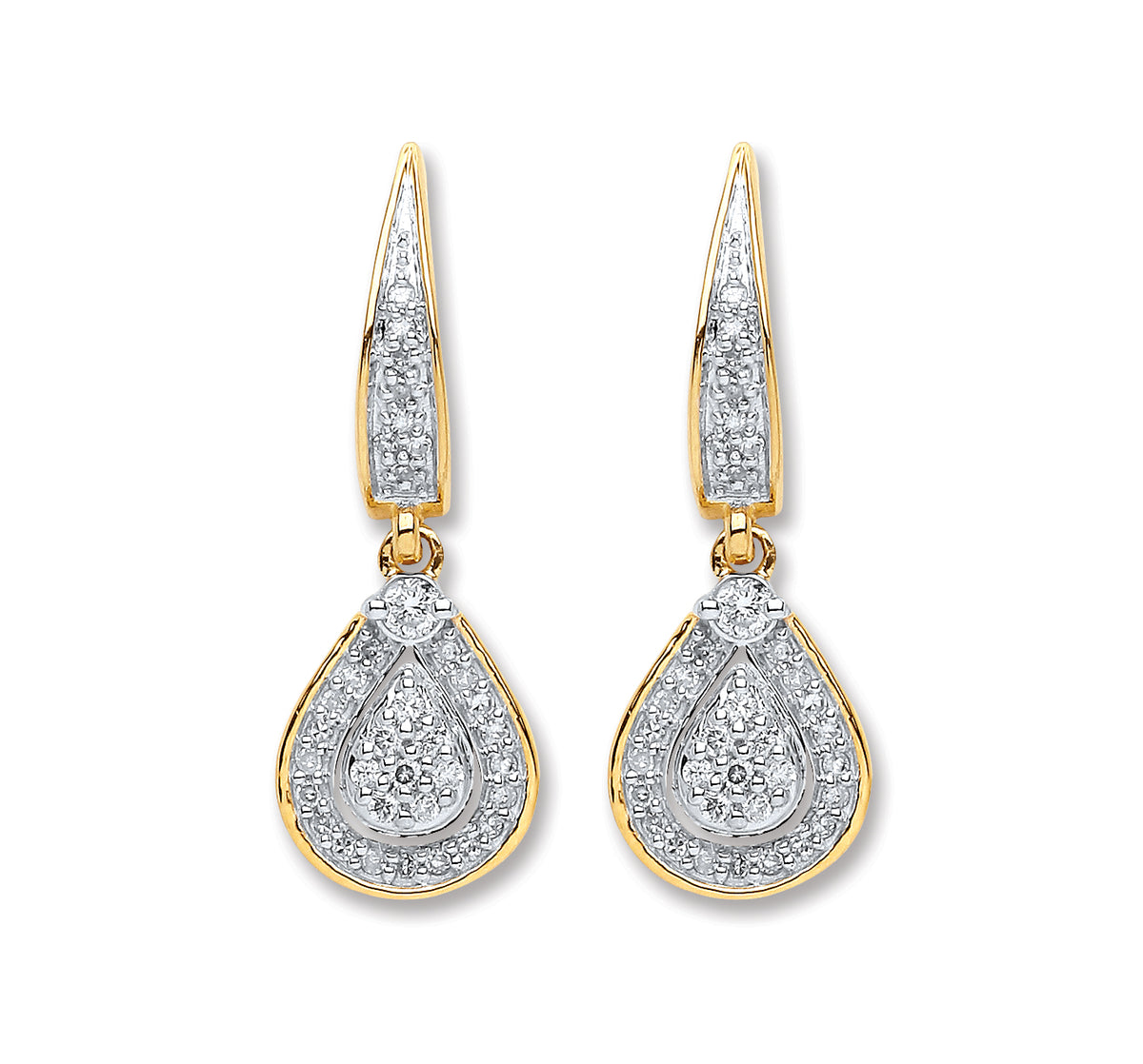 9ct Yellow Gold 0.25ct Diamond Drop Earrings TGC-DER0225
