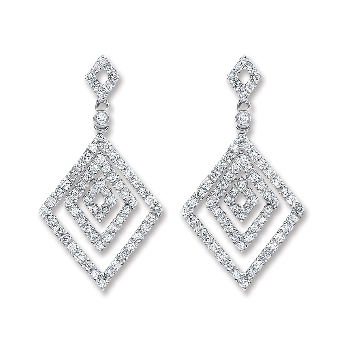 18ct White Gold 0.50ct Diamond Drop Earrings TGC-DER0228