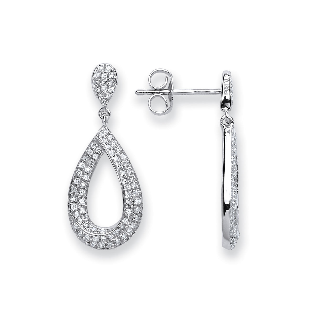 9ct White Gold 0.34cts Diamond Pear shape Earrings TGC-DER0232