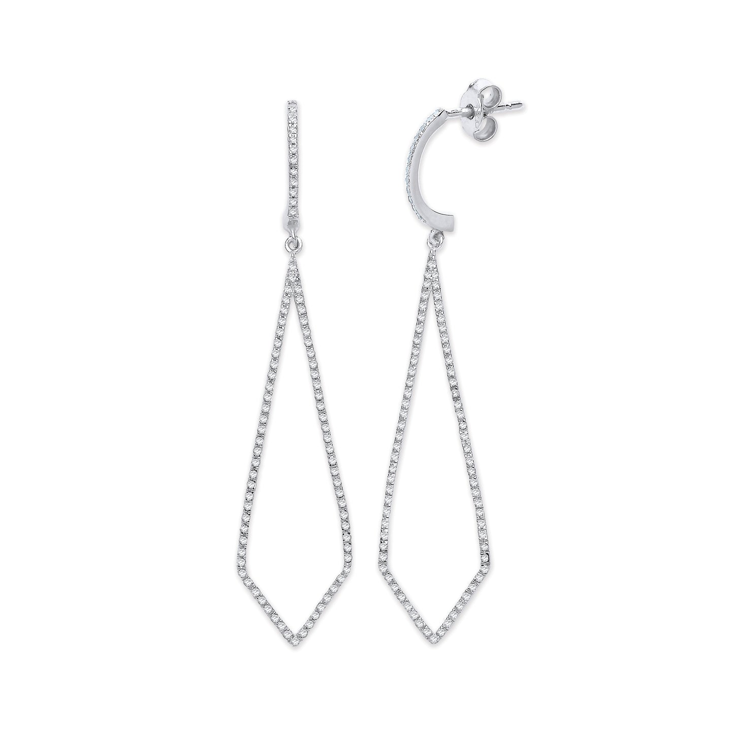 9ct White Gold 0.0.40ct Diamond Drop Earrings TGC-DER0236