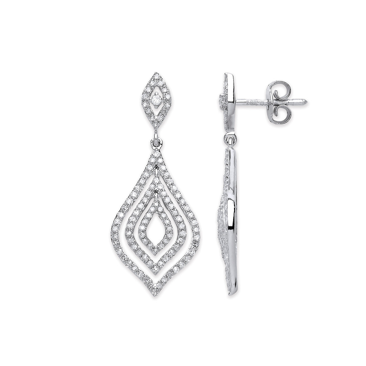 18ct White Gold 0.75ct Diamond Drop Earrings TGC-DER0238