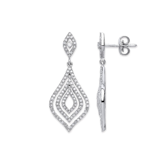 18ct White Gold 0.75ct Diamond Drop Earrings  TGC-DER0238