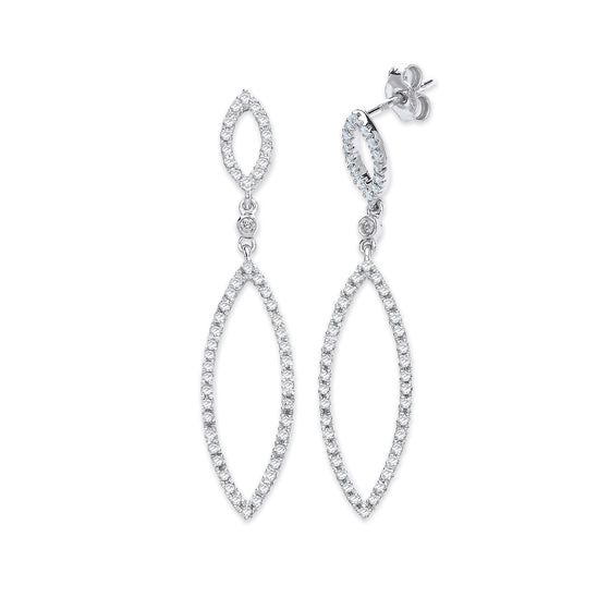 9ct White Gold 0.50ct Diamond Drop Earrings  TGC-DER0239