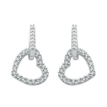 9ct White Gold 0.50ct Diamond Heart Drop Earrings TGC-DER0107