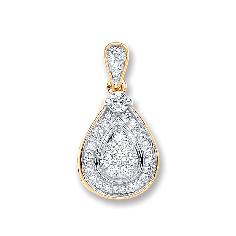 9ct Yellow Gold 0.25ct Diamond Drop Pendant TGC-DPD0412