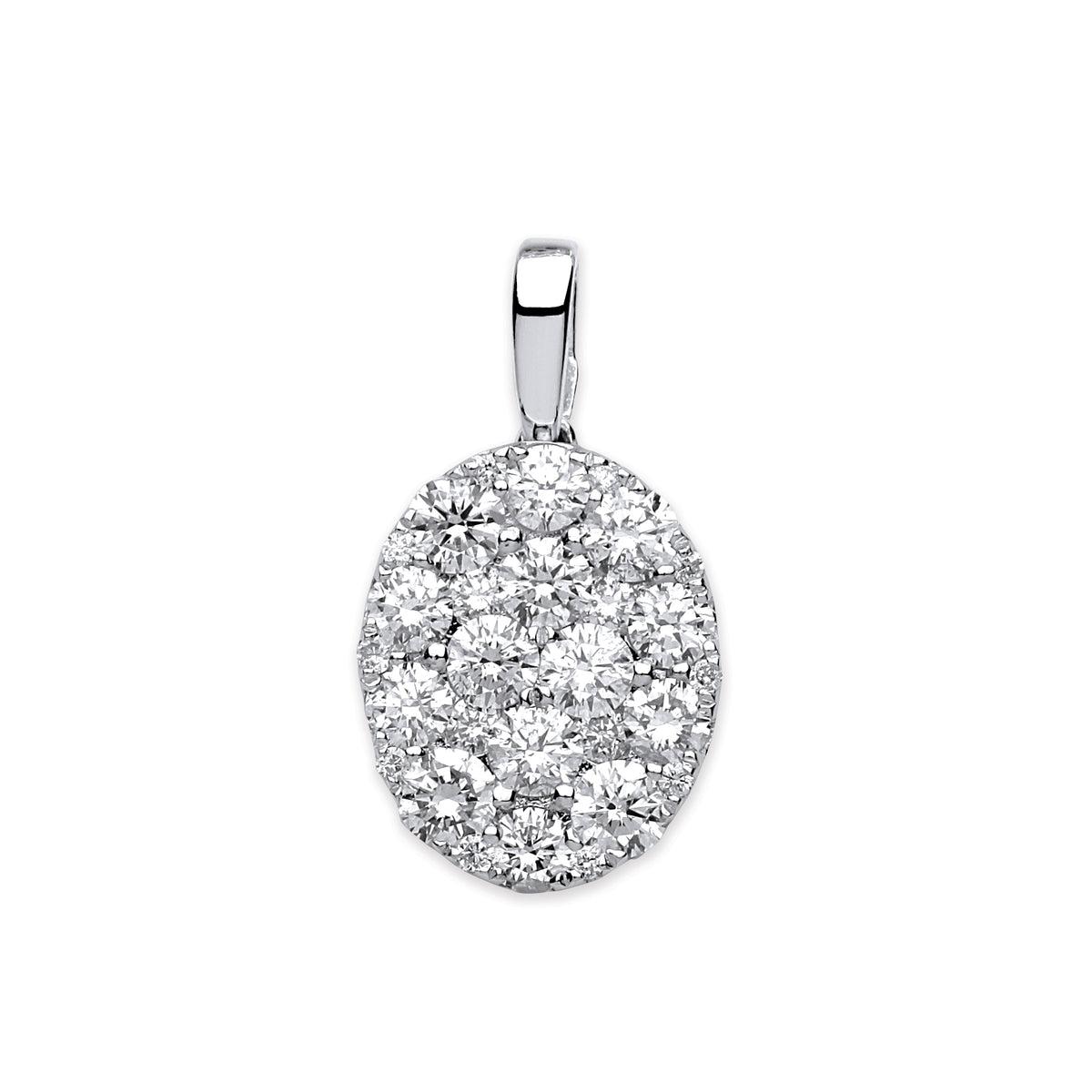 18ct White Gold Oval 0.75ct Pave Pendant TGC-DPD0438