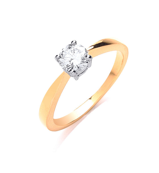 18ct Yellow Gold 0.50ct Diamond Engagement Ring TGC-DR0011