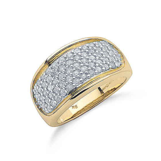 9ct Yellow Gold 1.00ctw Diamond Bombay Ring TGC-DR0084