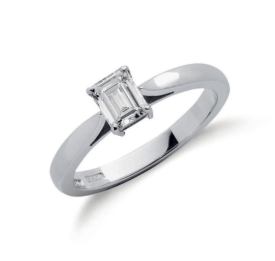 18ct White Gold 0.50ct Emerald Cut Diamond Engagement Ring TGC-DR0403
