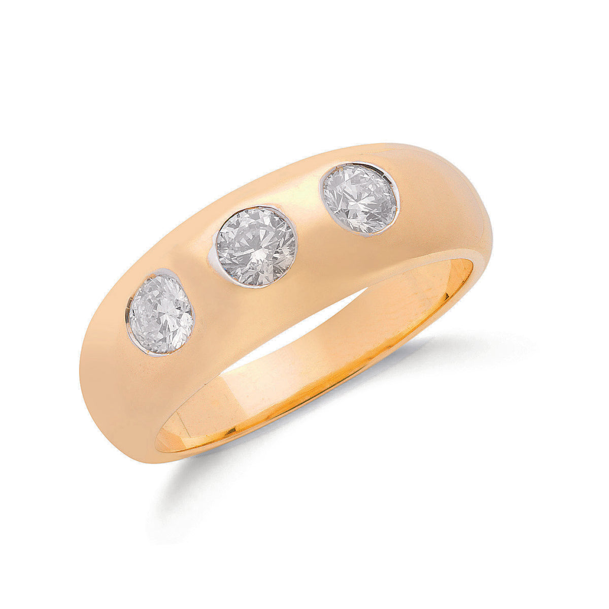 9ct Yellow Gold 1.00ct Gents 3 Stone Diamond Band TGC-DR0485