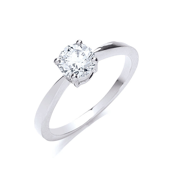Platinum 0.70ct G/H-Si Diamond Engagement Ring TGC-DR0589