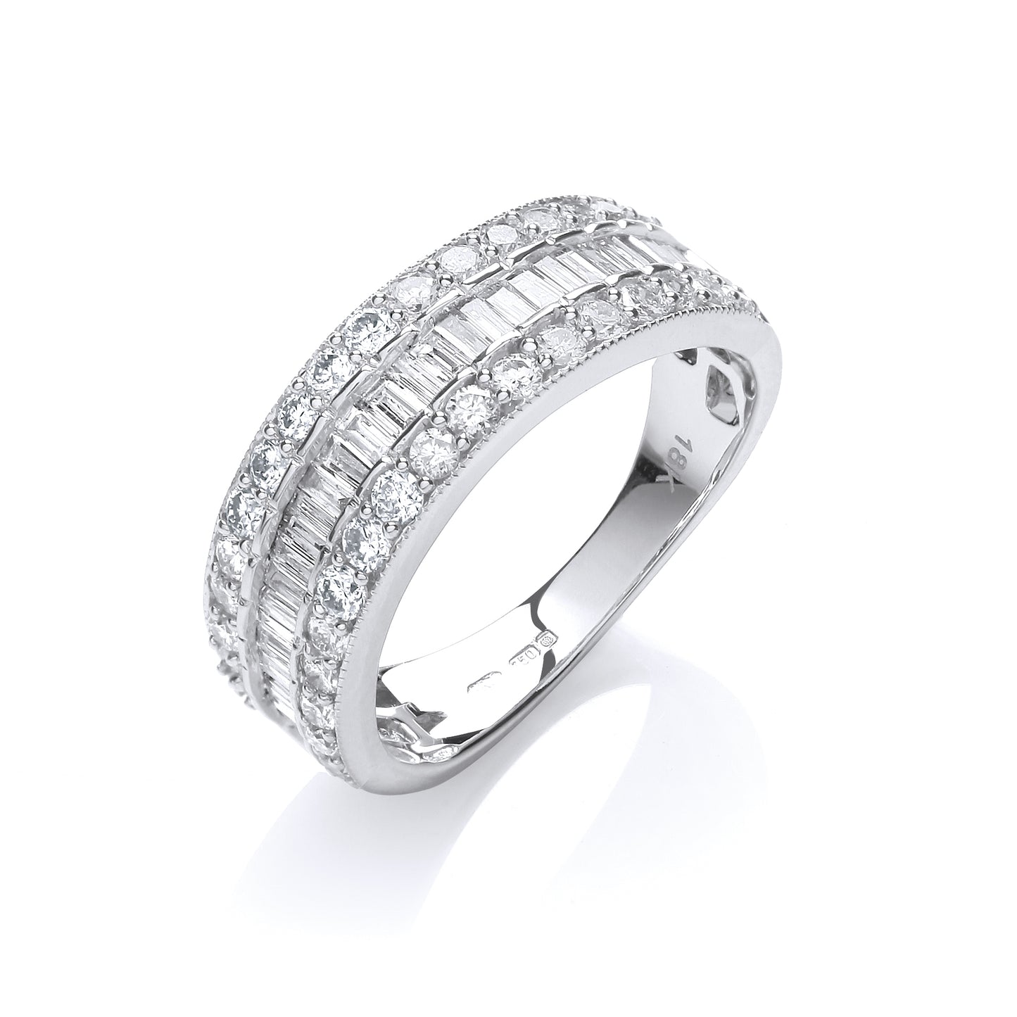18ct White Gold D.1.00ctw Diamond Half Eternity Ring TGC-DR0800