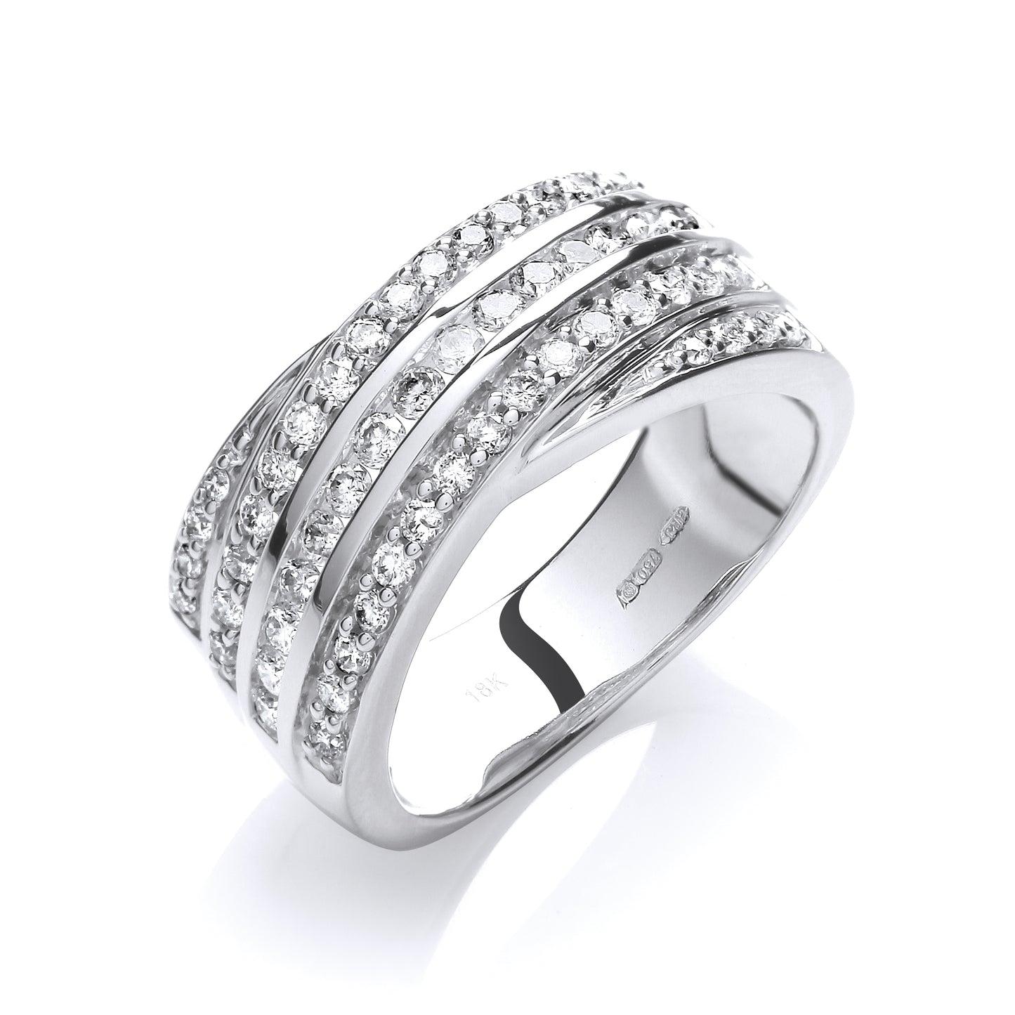 18ct White Gold 0.75ctw Diamond Half Eternity Ring TGC-DR0805
