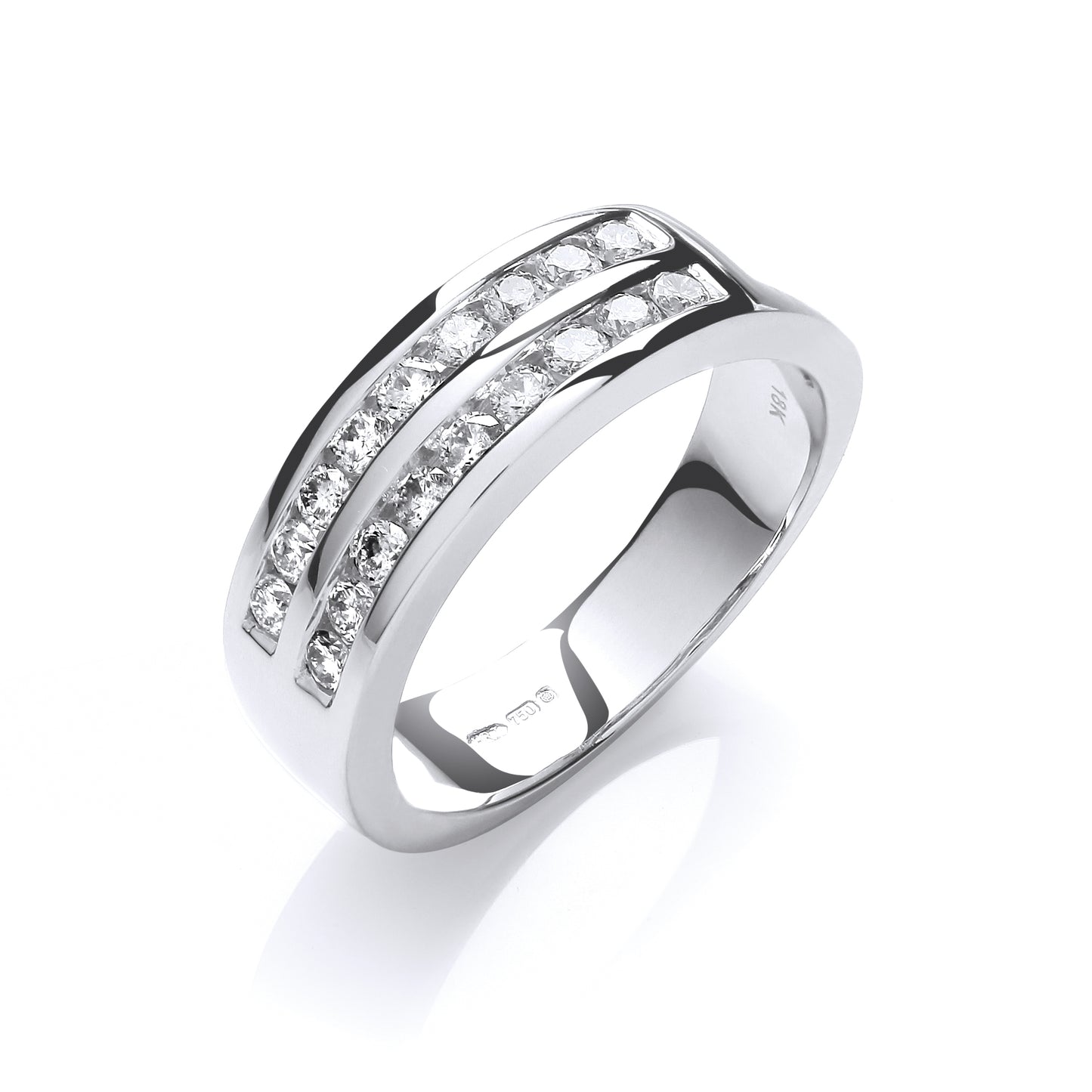 18ct White Gold D.0.50ctw Diamond Half Eternity Ring TGC-DR0809