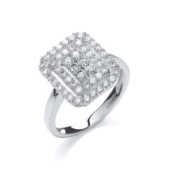9ct White Gold 0.50ct Diamond Dress Ring TGC-DR0814
