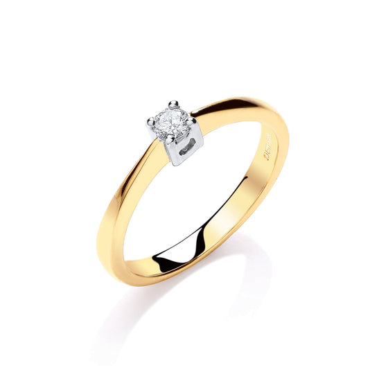 9ct Yellow Gold 0.10ct Solitaire Ring TGC-DR0841