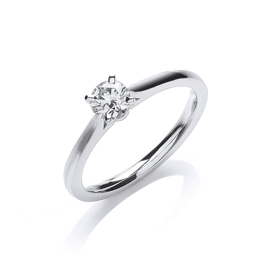 18ct White Gold 0.30ct Certificated Solitaire Ring TGC-DR0885