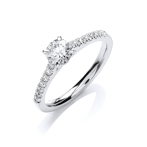 18ct White Gold 0.70ctw Certificated Engagement Ring TGC-DR0892