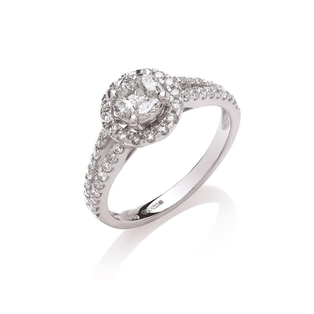 18ct White Gold 0.66ct Halo Style Diamond Ring TGC-DR0921