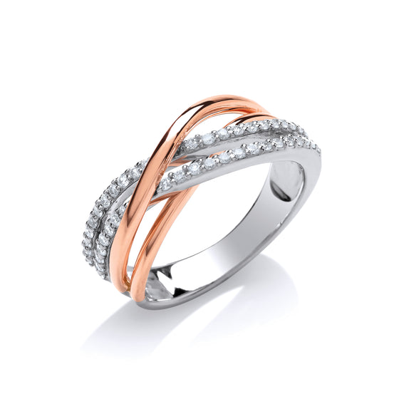 9ct 0.33ct White and Rose Gold Diamond Dress Ring TGC-DR0931