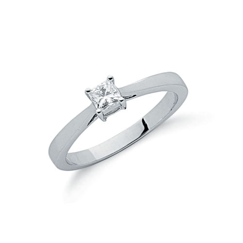 9ct White Gold 0.25ct Princess Cut Diamond Engagement Ring TGC-DR0605