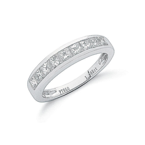 Platinum 1.00ct G/H-Vs Princess Cut Eternity Diamond Ring TGC-DR0640