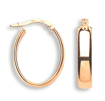 Yellow Gold Oval Tube Hoop Earrings TGC-ER1275