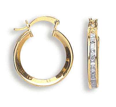 Yellow Gold Princess Cut Cz Hoops TGC-ER1316