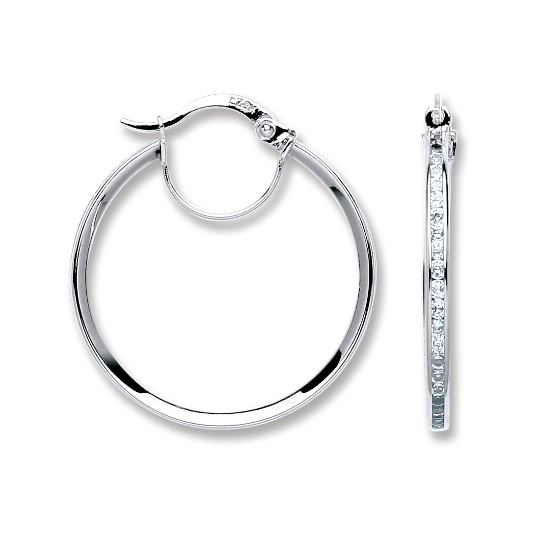 White Gold Channel Set Round Cz Hoop TGC-ER1393
