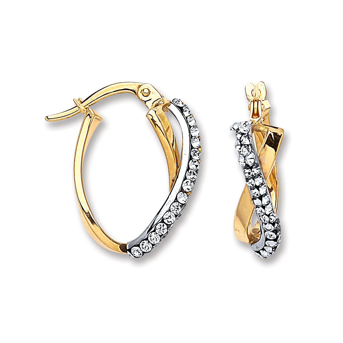 Yellow Gold Oval Crystal Kiss Hoop TGC-ER1428
