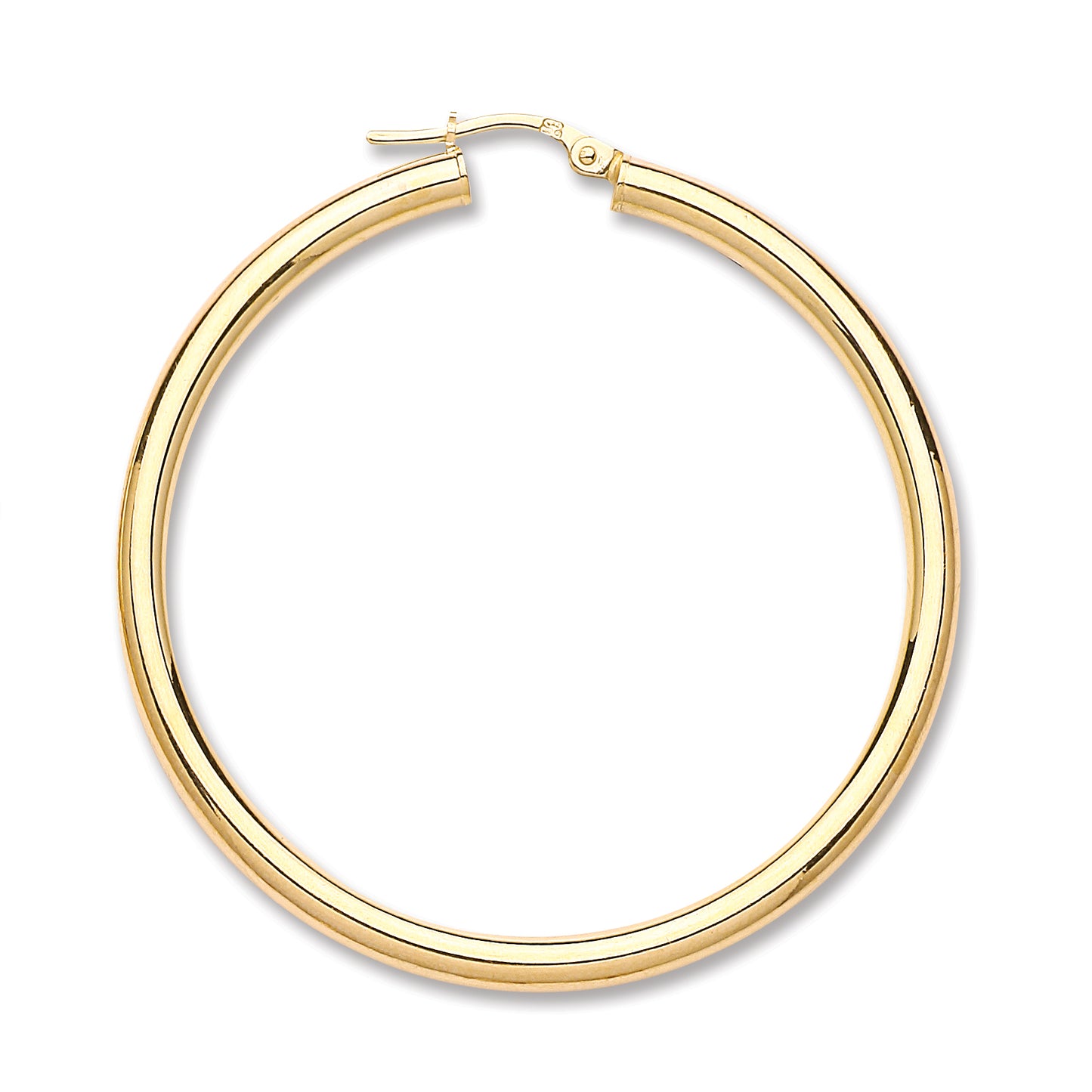 Yellow Gold Plain Tube Hoop Earrings TGC-ER1443