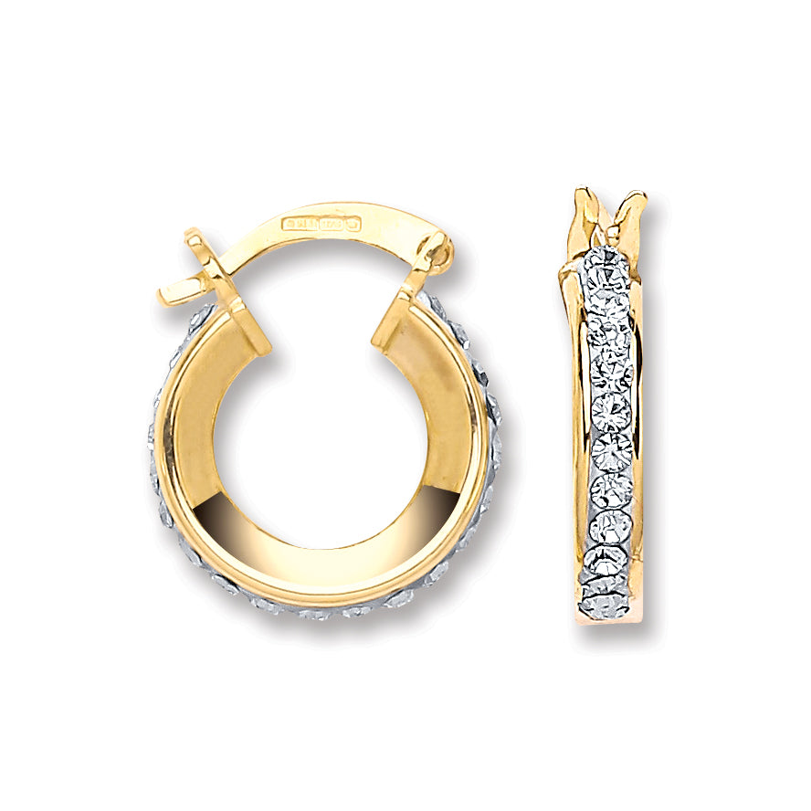 Yellow Gold Round Crystal Hoop TGC-ER1458