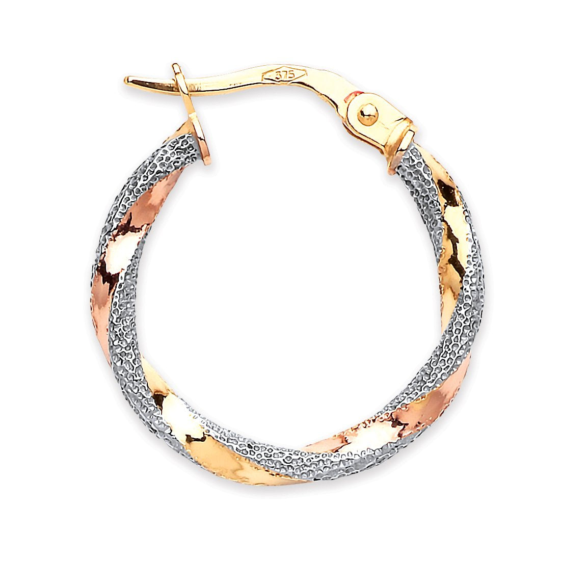 Yellow White & Rose Gold Twist Earrings TGC-ER1514