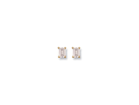 White Gold Emerald Cut Emerald Cut Stud Earrings TGC-ER0707
