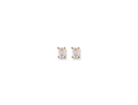 White Gold Emerald Cut Emerald Cut Stud Earrings  TGC-ER0707